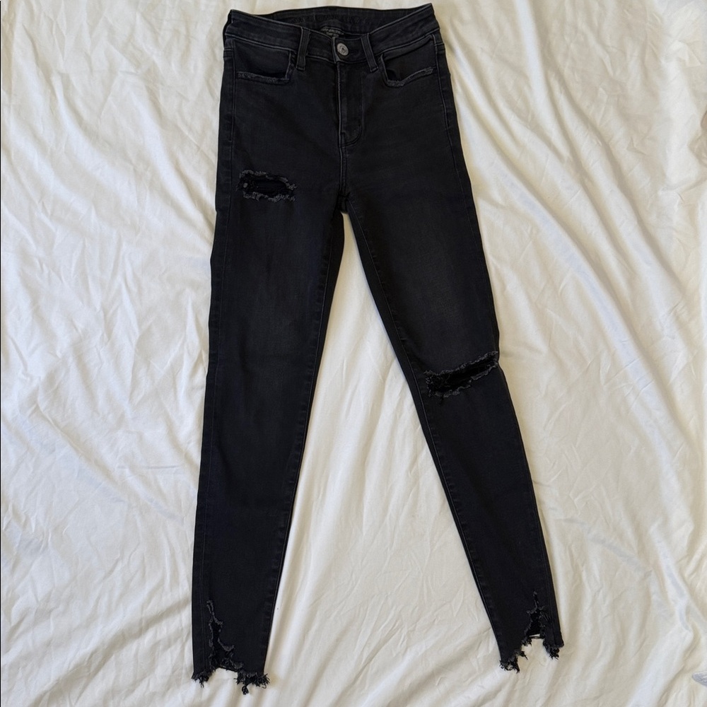 American Eagle Outfitters NE(X)t LEVEL STRETCH Hi Rise Washed Black Jeggings
